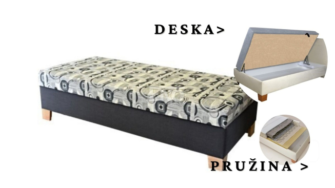 Postel Vario bez čel, s deskou a pruž. matrací - 80x200