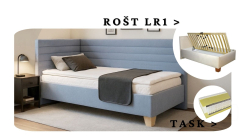 Postel Liva s čely, matrace TASK, rošt LR1 - 90x200 - LEVÁ 
