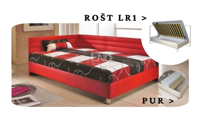 Postel Elite s roštem LR1 a PUR - 140x200 - Levá