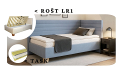 Postel Liva s čely, matrace TASK, rošt LR1 - 90x200 - PRAVÁ