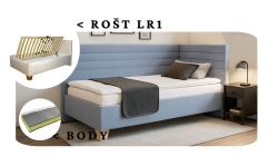 Postel Liva s čely, matrace BODY, rošt LR1 - 90x200 - PRAVÁ