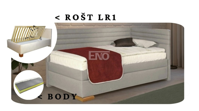 Postel Givi s čely, matrace BODY, rošt LR1 - 80x200 - PRAVÁ