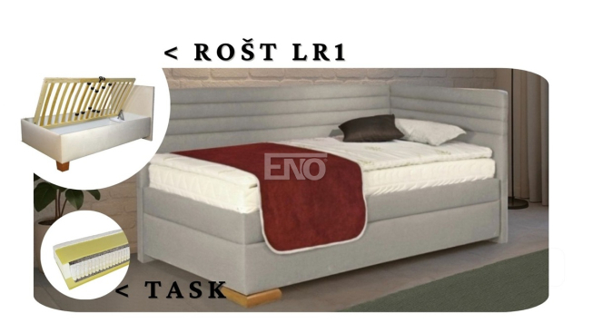 Postel Givi s čely, matrace TASK, rošt LR1 - 90x200 - PRAVÁ
