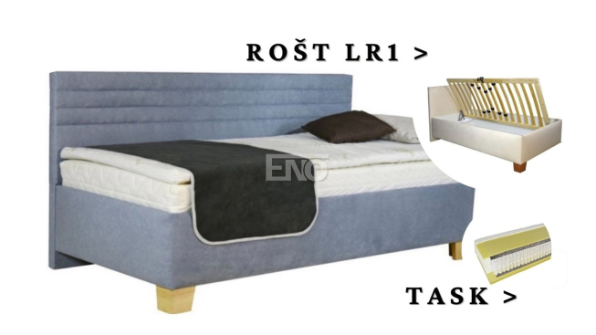 Postel Liva s dlouhým čelem, matrace TASK, rošt LR1 - 90x200