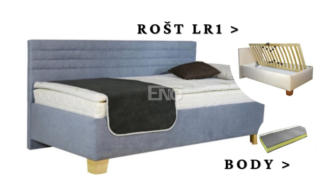 Postel Givi s dlouhým čelem, matrace BODY, rošt LR1 - 90x200