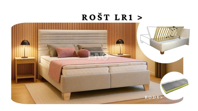 Postel Zara s matrací BODY a rošt LR1 - 180x200 s úložným prostorem