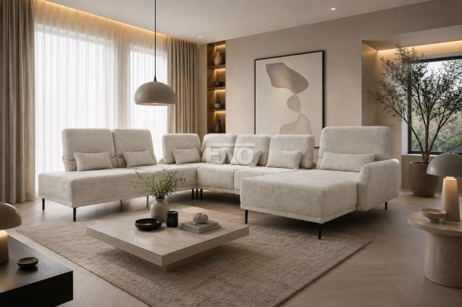 Rohová sedací souprava Modulo U - Skladem - Amore pearl